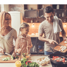 Happy family cooking