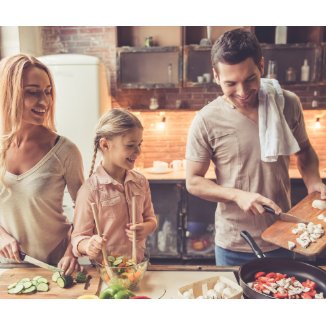 Happy cooking family